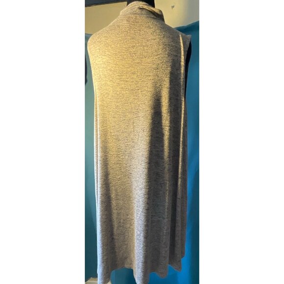 Heather Gray Open Front Sleeveless Cardigan Vest By Olivia Sky XL Lightweight Kn - Picture 4 of 6